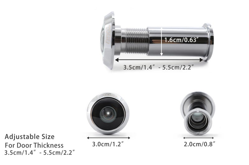 TOGU TG3016NG-CP Solid Brass UL Listed HD Glass Lens 220-degree Door Viewer Peephole for 1-3/8" to 2-1/6" Doors, Polished Chrome Finish - Image 4